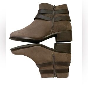 Vionic faux suede taupe brown Zip Ankle Boots